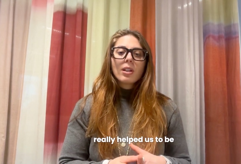 A founder sharing their story on camera